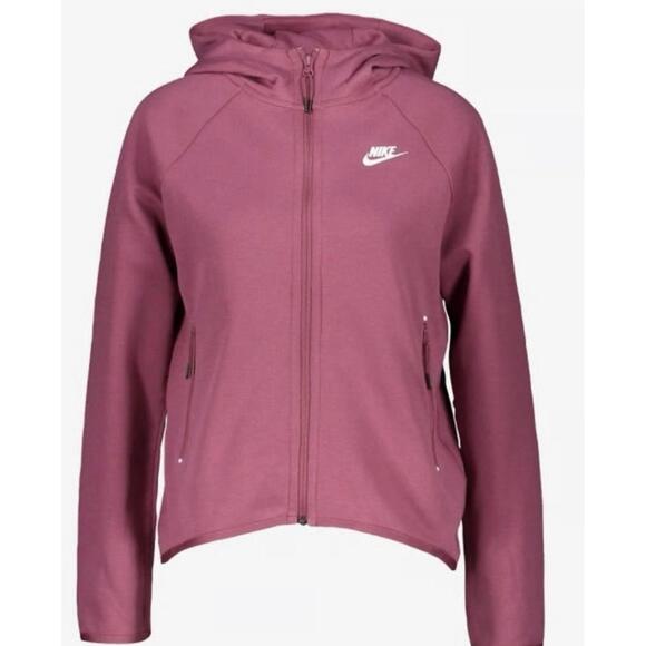 Nike Sweaters - Nike Tech Fleece High Low Full Zip in Cherry Color